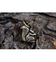 Bronze Squirrel Talisman Amulet 3D Pendant  Necklace
